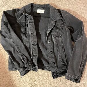 Black distressed denim Jean jacket